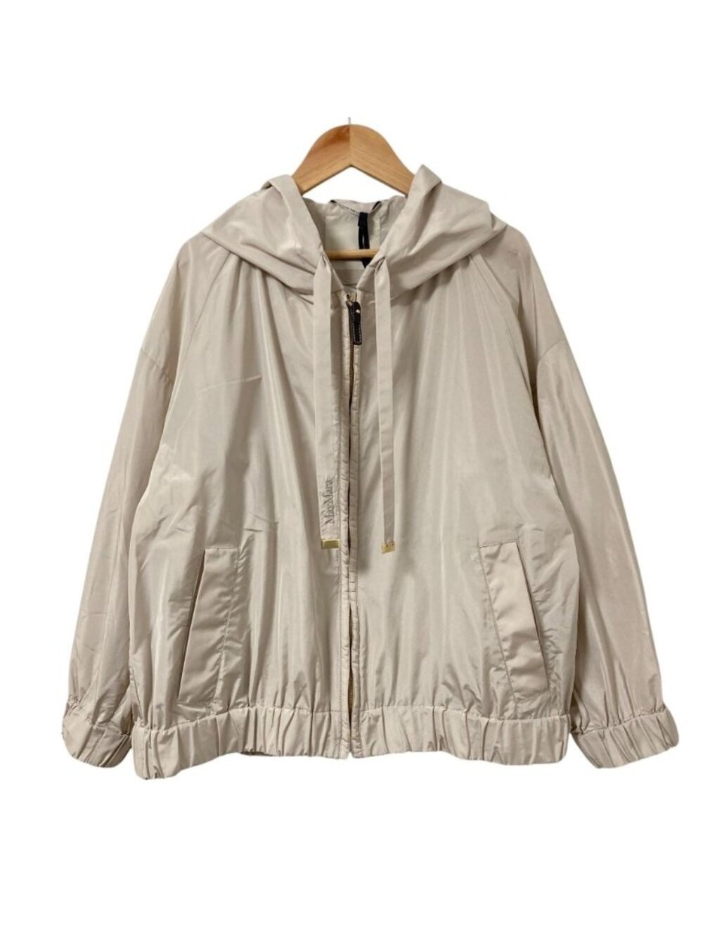 Max Mara S Smmcammeo Short Taffeta Jacket Rain Hoodie Greige Spring Summer 38